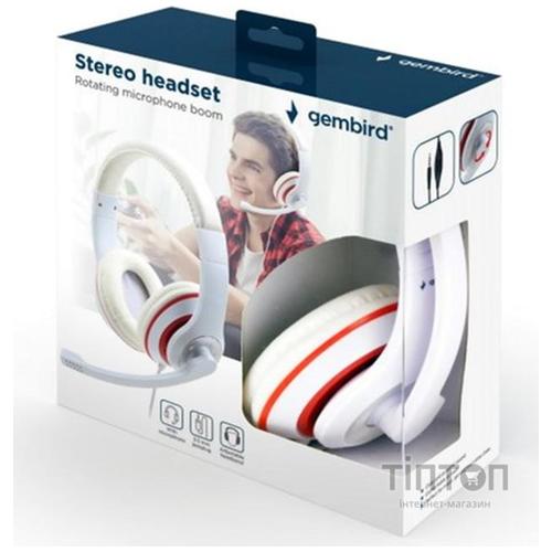 Навушники Gembird MHS-03 White/Red (MHS-03-WTRD)