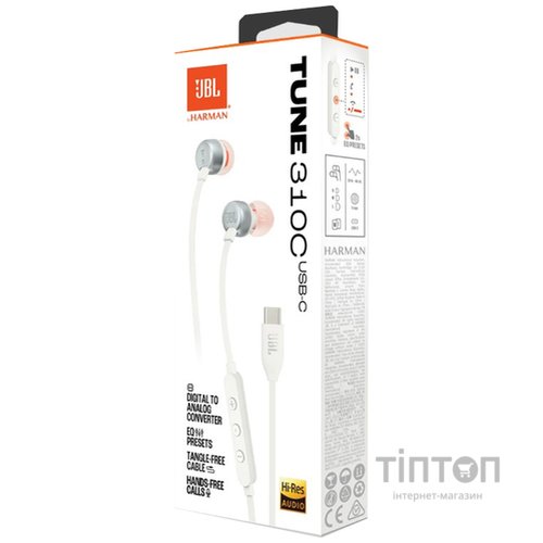 Гарнітура JBL TUNE 310C USB-C White (JBLT310CWHT)