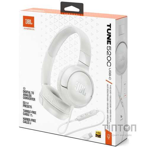 Гарнiтура JBL Tune 520C White (JBLT520CWHT)