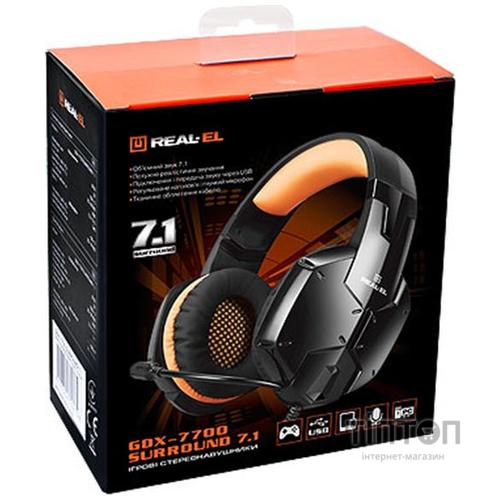 Гарнітура REAL-EL GDX-7700 Black/Orange UAH