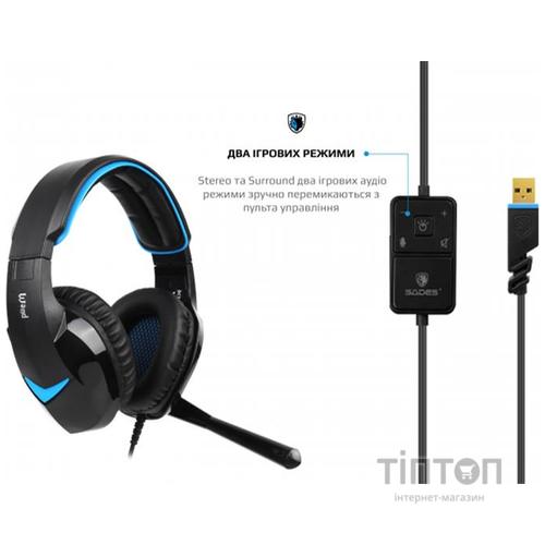 Гарнитура Sades SA-914 Wand Black/Blue LED (sa914bku)