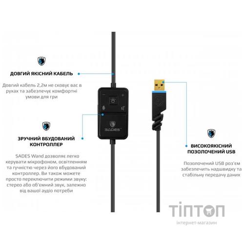 Гарнитура Sades SA-914 Wand Black/Blue LED (sa914bku)