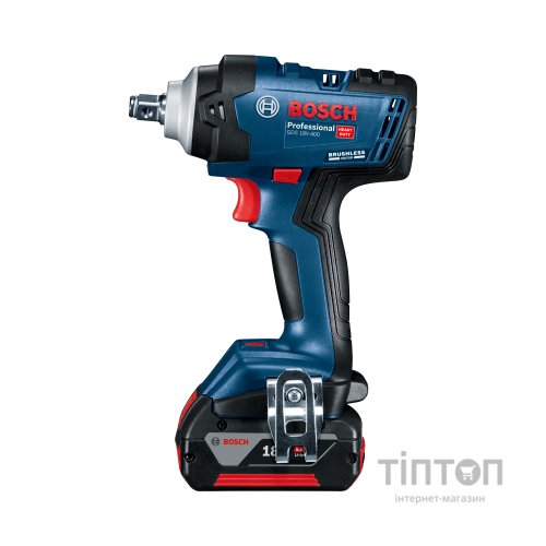 Гайковерт Bosch GDS 18V-400, 2x5Ah, 400 Нм, 0-2500 об/хв, кейс, зажим квадрат, 1.87 кг (0.601.9K0.020)