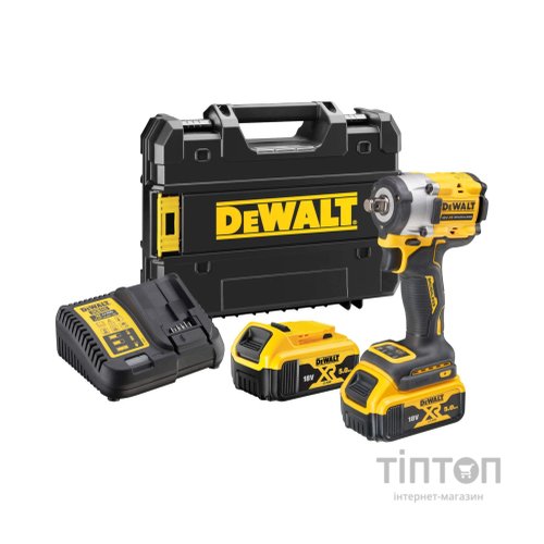 Гайковерт DeWALT 18 В XR Li-lon,406 Нм, 5 Ah, 2 АКБ, ЗП, TSTAK (DCF921P2T)
