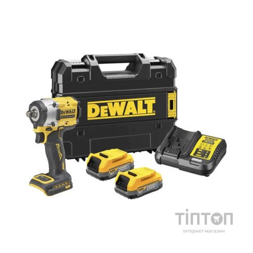Гайковерт DeWALT 18V XR Li-lon PowerStack 2x1.7Ah, безщітковий, 406 Нм, кейс TSTAK (DCF921E2T)