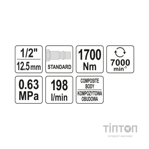 Гайковерт Yato пневматичний YT-09544 (YT-09544)