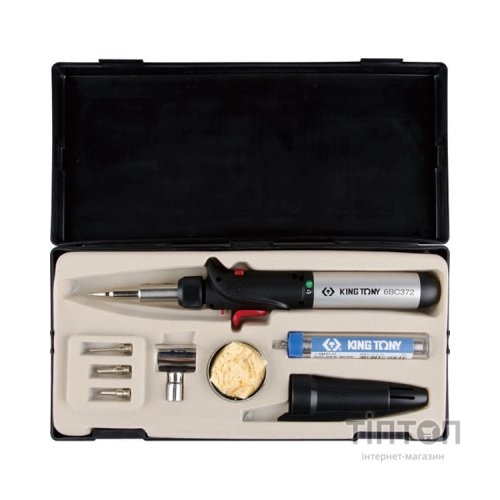 Газовий паяльник KING TONY 150 Вт, з комплектом змінних насадок (6BC3007)