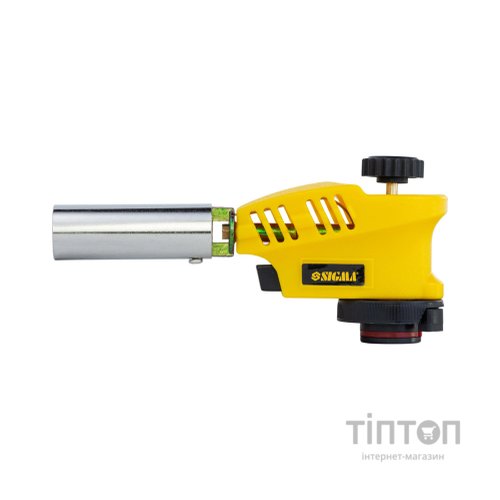Газовий паяльник Sigma з регулюванням полум'я зверху і п'єзопідпалом 20мм 153мм (2901431)