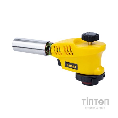 Газовий паяльник Sigma з регулюванням полум'я зверху і п'єзопідпалом 20мм 153мм (2901431)
