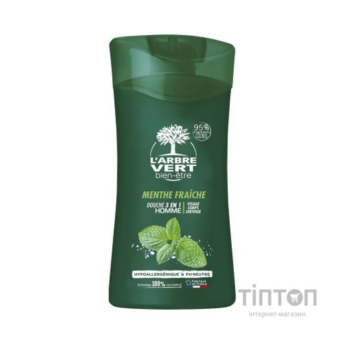 Гель для душу L'Arbre Vert для чоловіків з екстрактом свіжої м'яти 250 мл (3450601032233)