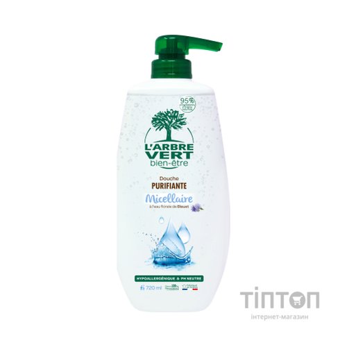 Гель для душу L'Arbre Vert міцелярний очищувальний з квітковою водою волошки 720 мл (3450601032295)