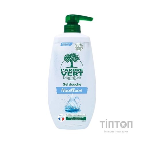 Гель для душу L'Arbre Vert Міцелярний очищуючий З квітковою водою волошки 720 мл (3450601100758)