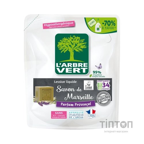 Гель для прання L'Arbre Vert Марсельське мило запасний блок 1.53 л (3450601046513)