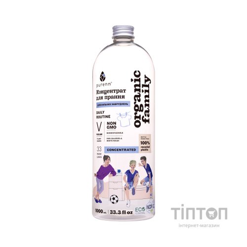 Гель для прання Purenn Organic Family Daily Routine для кольорових та білих речей з Малиною 1 л (4751024880432)