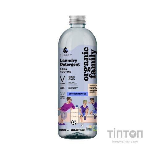 Гель для прання Purenn Organic Family Daily Routine для кольорових та білих речей з Малиною 1 л (4751024880432)