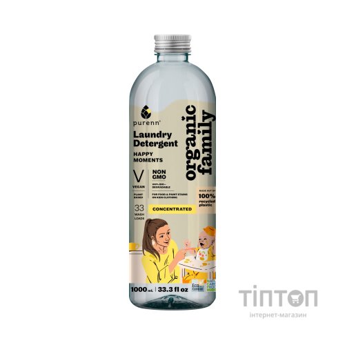 Гель для прання Purenn Organic Family Happy Moments для дитячих речей з Ромашкою 1 л (4751024880463)