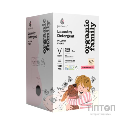 Гель для прання Purenn Organic Family Pillow Flight для чутливої шкіри схильної до алергії Неароматизований 3 л (4751024881170)