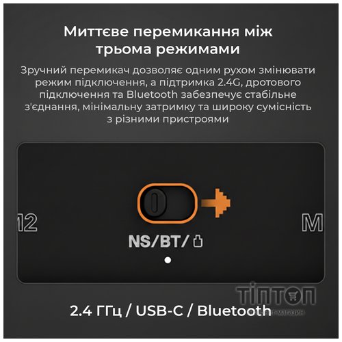 Геймпад Ajazz GP100 2.4G/BT/USB Switch/PC/iOS/Android RGB Black (GP100-B)