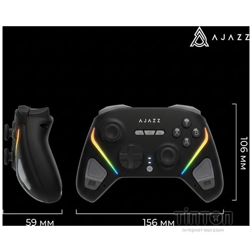 Геймпад Ajazz GP100 2.4G/BT/USB Switch/PC/iOS/Android RGB Black (GP100-B)