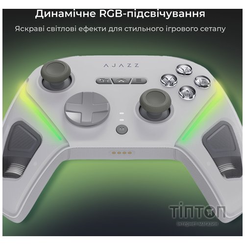 Геймпад Ajazz GP100 2.4G/BT/USB Switch/PC/iOS/Android RGB White (GP100-W)