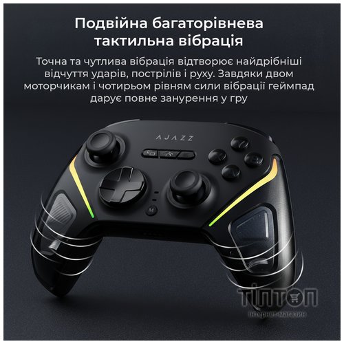 Геймпад Ajazz GP100 2.4G/BT/USB Switch/PC/iOS/Android RGB Black (GP100-B)