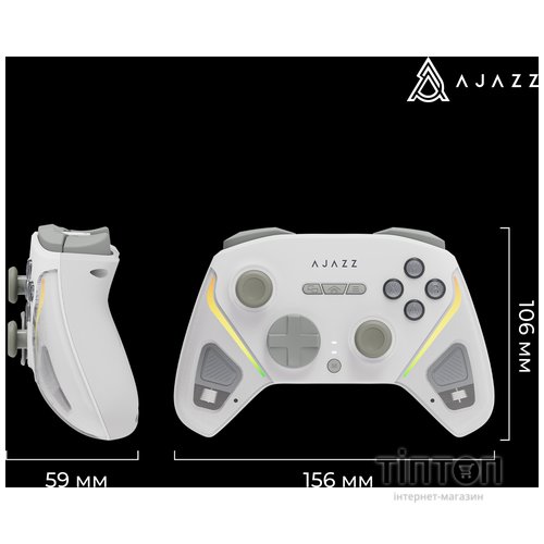 Геймпад Ajazz GP100 2.4G/BT/USB Switch/PC/iOS/Android RGB White (GP100-W)