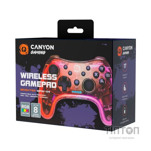 Геймпад Canyon Brighter GPW-04 Wireless RGB 5in1 PS4/Xbox360 Crystal (CND-GPW04)