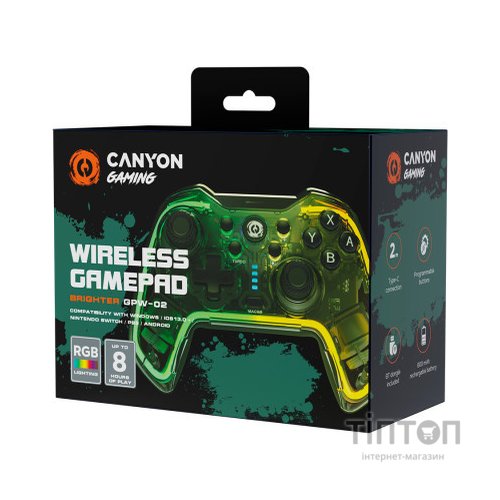 Геймпад Canyon GPW-02 Brighter Wireless RGB 5in1 iOS/Nintendo Crystal (CND-GPW02)