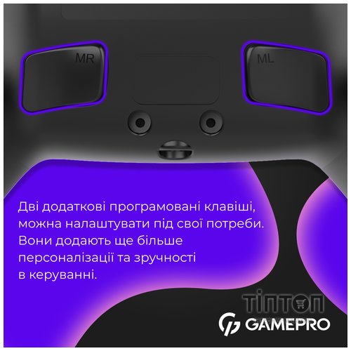 Геймпад GamePro GPS13B BT 5.3/USB/PC/iOS/Android/PS3/PS4 RGB Black (GPS13B)