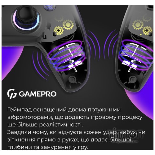 Геймпад GamePro GPS13B BT 5.3/USB/PC/iOS/Android/PS3/PS4 RGB Black (GPS13B)