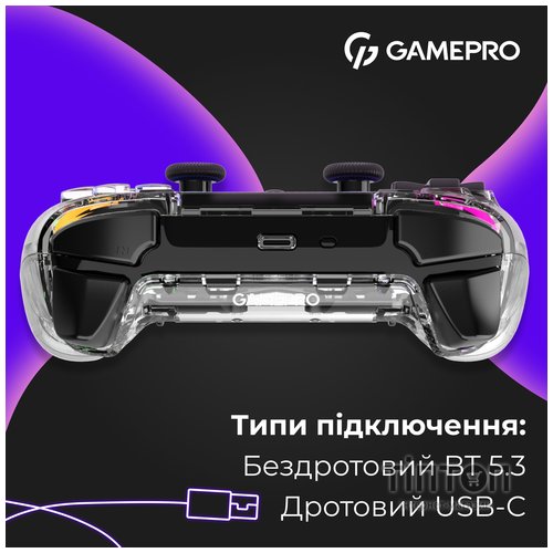 Геймпад GamePro GPS13T BT 5.3/USB/PC/iOS/Android/PS3/PS4 RGB Transparent (GPS13T)