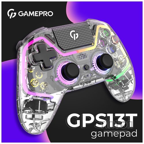 Геймпад GamePro GPS13T BT 5.3/USB/PC/iOS/Android/PS3/PS4 RGB Transparent (GPS13T)