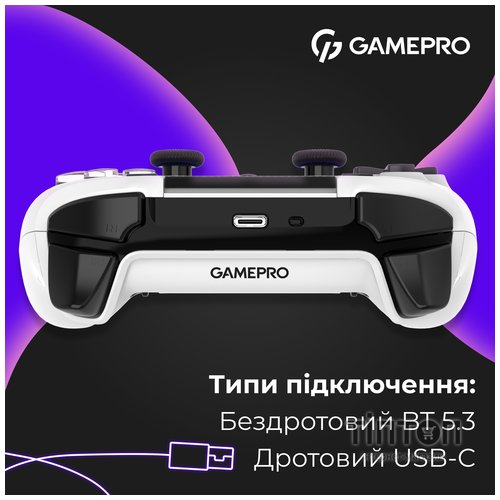 Геймпад GamePro GPS13W BT 5.3/USB/PC/iOS/Android/PS3/PS4 RGB White (GPS13W)
