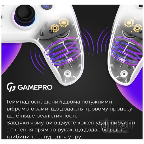 Геймпад GamePro GPS13W BT 5.3/USB/PC/iOS/Android/PS3/PS4 RGB White (GPS13W)
