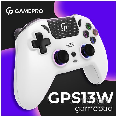 Геймпад GamePro GPS13W BT 5.3/USB/PC/iOS/Android/PS3/PS4 RGB White (GPS13W)