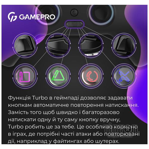 Геймпад GamePro GPS20B 2.4G/BT 5.1/USB (Switch/PC/PS/iOS/Android) RGB Black (GPS20B)