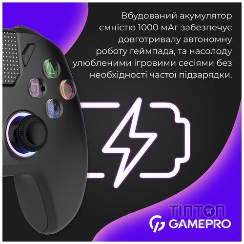 Геймпад GamePro GPS20B 2.4G/BT 5.1/USB (Switch/PC/PS/iOS/Android) RGB Black (GPS20B)
