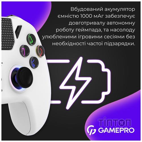 Геймпад GamePro GPS20W 2.4G/BT 5.1/USB (Switch/PC/PS/iOS/Android) RGB White (GPS20W)