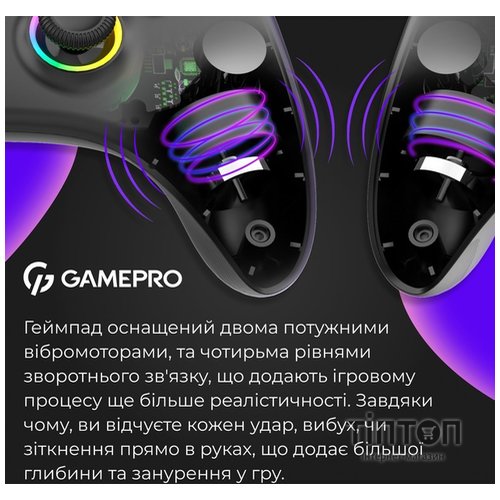 Геймпад GamePro GPX13B 2.4G/BT 5.1/USB/PC/iOS/Android RGB Black (GPX13B)