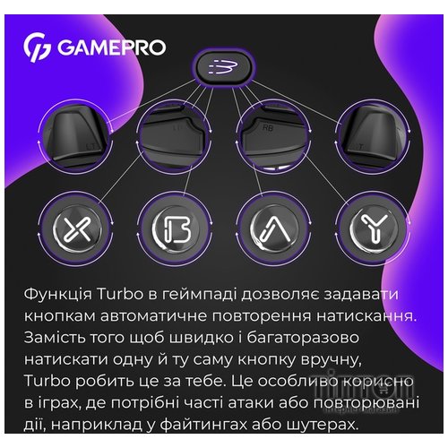 Геймпад GamePro GPX13B 2.4G/BT 5.1/USB/PC/iOS/Android RGB Black (GPX13B)