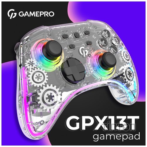 Геймпад GamePro GPX13T 2.4G/BT 5.1/USB/PC/iOS/Android RGB Transparent (GPX13T)