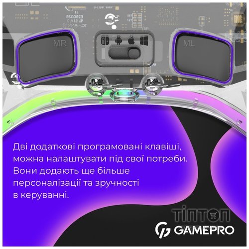 Геймпад GamePro GPX13T 2.4G/BT 5.1/USB/PC/iOS/Android RGB Transparent (GPX13T)
