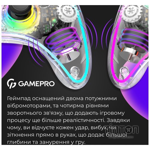Геймпад GamePro GPX13T 2.4G/BT 5.1/USB/PC/iOS/Android RGB Transparent (GPX13T)