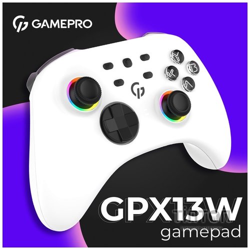 Геймпад GamePro GPX13W 2.4G/BT 5.1/USB/PC/iOS/Android RGB White (GPX13W)