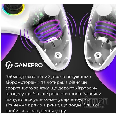 Геймпад GamePro GPX13W 2.4G/BT 5.1/USB/PC/iOS/Android RGB White (GPX13W)