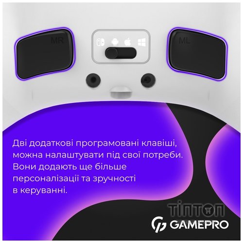 Геймпад GamePro GPX13W 2.4G/BT 5.1/USB/PC/iOS/Android RGB White (GPX13W)