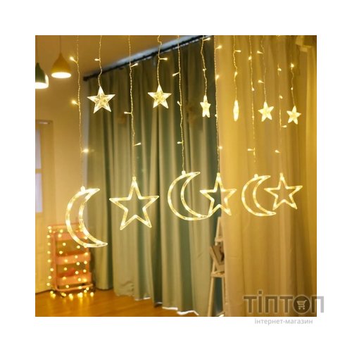 Гірлянда BPNY штора Зорі і місяць White 138LED, 3х0.8М, 220V (116056)