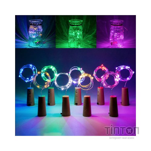 Гірлянда ColorWay пробка для пляшки на батарейках LED 20/2М (5шт/уп) кольорова (CW-GC-20L2BMC)