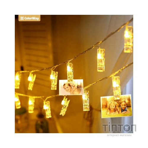 Гірлянда ColorWay Світлодіодна з прищіпками для фото 20 LED / 3 м USB (CW-LCP-20L30BU)