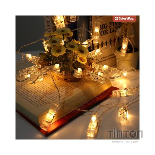 Гірлянда ColorWay Світлодіодна з прищіпками для фото 20 LED / 3 м USB (CW-LCP-20L30BU)